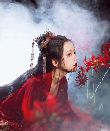 漢服道具花假花彼岸花仿真花古裝拍照古風拍攝手持花單支曼珠沙華