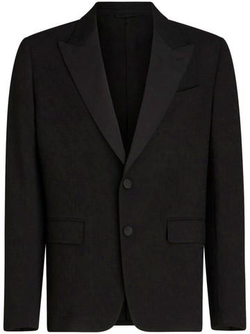 ETRO - patterned-jacquard evening blazer - men - Virgin Wool/Viscose/Cupro/Spandex/Elastane/Viscose - 48 - Black
