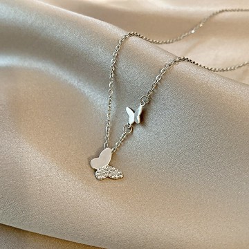 銀色蝴蝶項鏈女ins冷淡風輕奢精致時尚氣質簡約百搭小眾鎖骨鏈