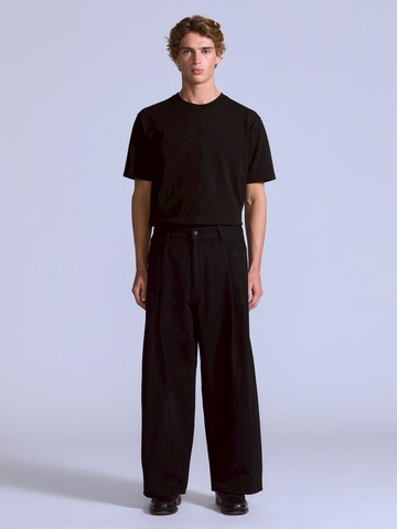 BLUETAB™ Wide Pleat Crop 中腰前打折寬鬆牛仔褲 / MOJ日本面料 / 原色 人氣新品