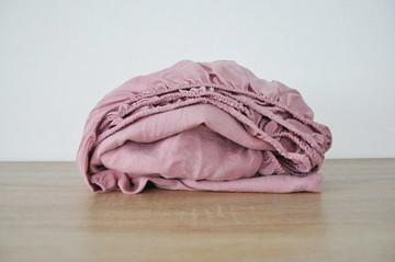 玫瑰粉色麻/柔軟麻/深口袋