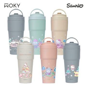 【WOKY x 三麗鷗】冬季限定-雙層陶瓷渾圓杯 750ml(附矽膠吸管)