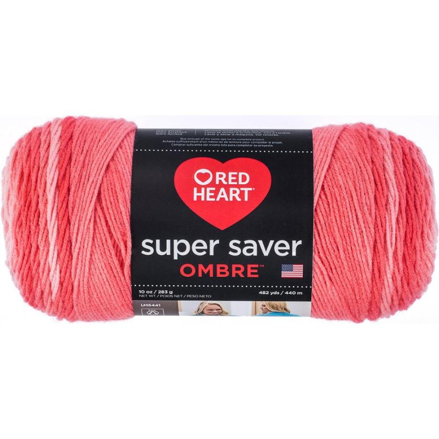 Red Heart Super Saver Ombre Yarn-Deep Sea Coral -E305-3967