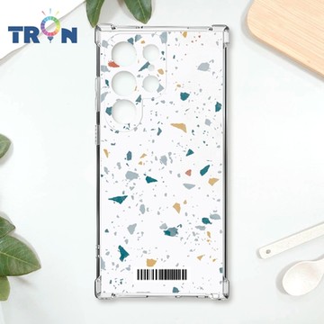 TRON 三星 S22 Ultra 彩色幾何小磨石子A款 四角防摔載具殼 軟殼 手機殼