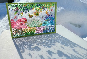 【接單製作】花庭散步 ( 黃綠色 ) 透明立體藝術畫 兒童房裝飾