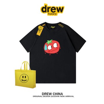 drew美式潮牌卡通番茄趣味印花短袖t恤男女休閑寬松bf情侶半袖tee