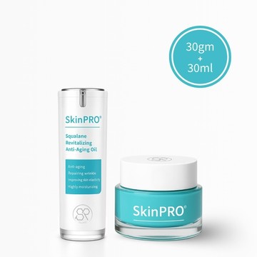 杏輝醫藥  SKINPRO 肌法則 肌齡修護養潤組(胜肽彈力精華乳*1/角鯊修護精華油*1 )