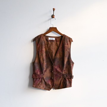 【蛋植物古著】歐雅壁畫絨面印花古著背心