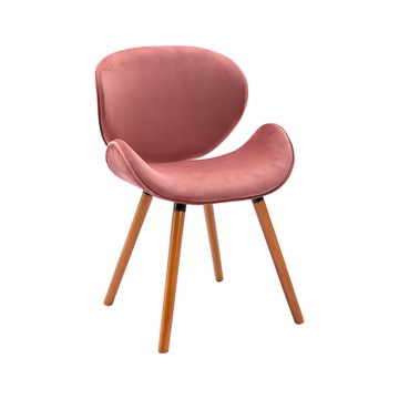 E-home 維格流線絨布實木腳休閒餐椅  粉紅色 54 x 53 x 82cm  1個