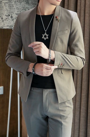 FINDSENSE品牌 四季款 新款 日本 男 高端  純色 商務 免燙 休閒 西裝外套 西裝褲 兩件套 潮流西服套裝