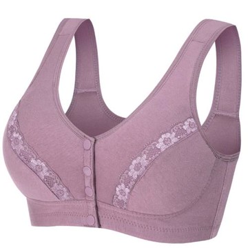 新款中老年媽媽無鋼圈收副乳聚攏內衣文胸前扣大媽純棉背心胸罩女