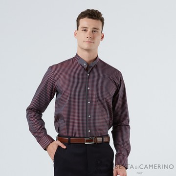 【ROBERTA 諾貝達】男裝 純棉 明星風采 紅色立領長袖襯衫