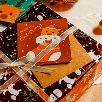 UDlab｜油畫風聖誕節賀卡 聖誕卡片 油畫風格 聖誕樹 薑餅人 麋鹿 雪人 (六入) 共兩款 CB-H07012