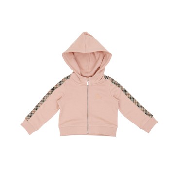 BURBERRY Kids 經典格紋側邊飾條粉色連帽夾克