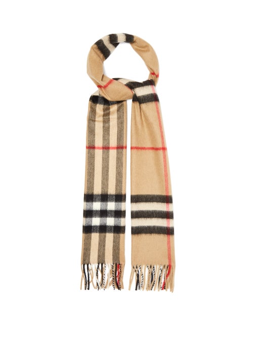 Burberry - Classic-check Cashmere Scarf - Mens - Beige