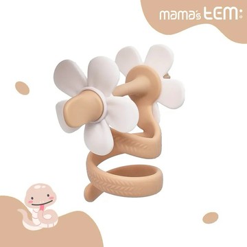 乖乖快長大【韓國MAMA's TEM固齒器】小龍捲花固齒器 - 贈輕量泡泡盒 (棉花粉) 巨蟹寶寶生日快樂 兩個月推薦 牙床按摩 防吃手 可套手 好抓握 不怕找不到 五感體驗
