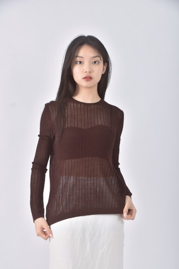 (S) uniqlo質感羊毛棕色長袖上衣