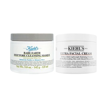 【Kiehl's 契爾氏】冰河醣蛋白保濕霜 125ml+亞馬遜白泥淨緻毛孔面膜 125ml