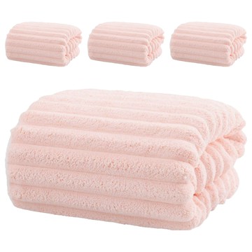 雲朵吸水浴巾 珊瑚絨 70x140cm 加厚柔軟親膚  桃紅色  4條