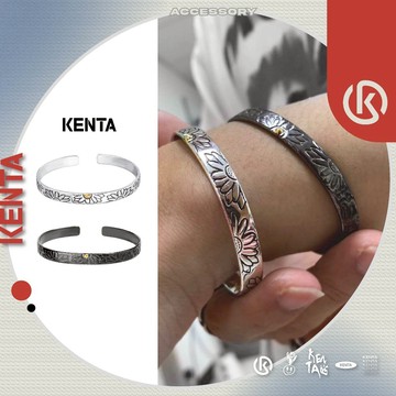 【極速發貨】韓系小雛菊刻印手鐲 GD風 街頭潮流 太陽花手環 男生飾品 工裝穿搭 男生禮物 鋼鈦不掉色 KENTA