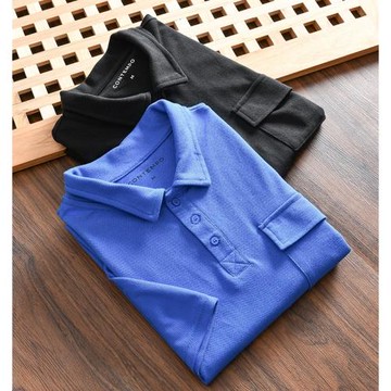 出口美單 珠地網眼棉 外貿男士夏季透氣排汗單口袋翻領短袖POLO衫