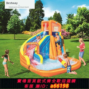 【台灣公司 可開發票】Bestway53301兒童水上樂園滑梯游泳池超大充氣城堡戶外大型水池