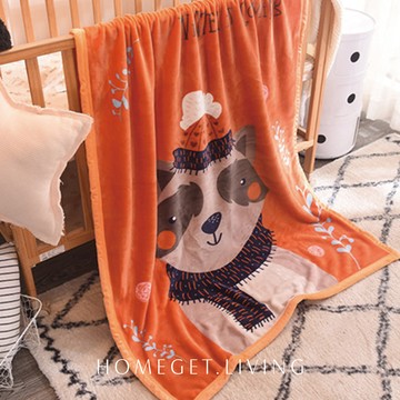 保暖森林系小童毯 / 法蘭絨小毛毯 / 100x140cm / 小浣熊