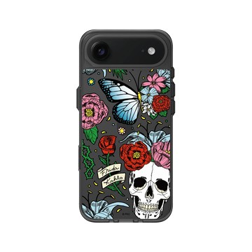 iPhone Air Clear (相機按鈕) 酷墨灰 - Frida Kahlo - 花骨骷顱頭