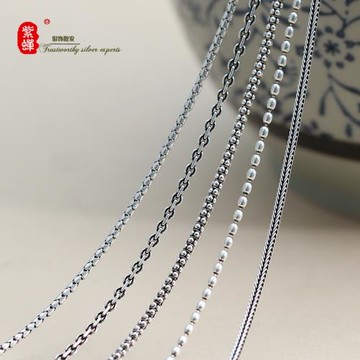 S925純銀項鏈女鎖骨鏈苞谷八字環扣橢圓銀珠泰銀個性精致潮流鏈子