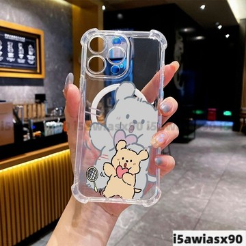 愛心小黃狗磁吸充電四角氣墊超級防摔i16PROMAX 蘋果iPhone15 14 13 12 11保護殼
