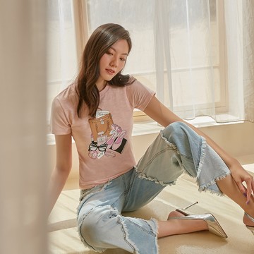 VICTORIA淑女印花圓領短袖T-V85559-10&80