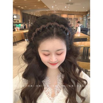 布藝纏繞帶齒防滑高顱頂波浪發箍女網紅新款洗臉頭箍防滑壓發發卡