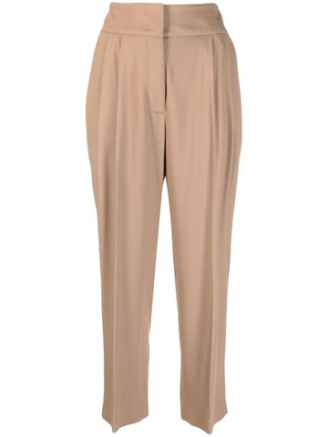 Fabiana Filippi - pleat-detail cropped trousers - women - Lyocell/Viscose/Elastane/Viscose/Polyester/Virgin Wool - 46 - Brown