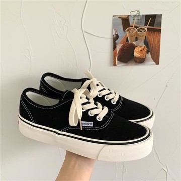 2025春季新款ins安納海姆黑色低幫帆布鞋港味街拍休閑百搭板鞋女