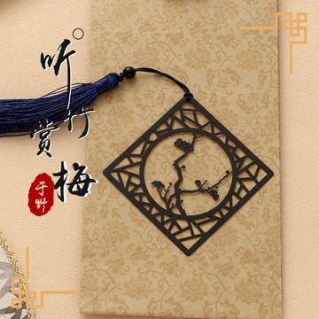 古風書簽聽竹賞梅古典中國風故宮原創聽竹古風風窗形金屬原創創意