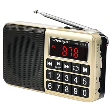 Dennys 丹尼斯 大字鍵收音機喇叭 USB SD MP3 FM  MS-K238  金色