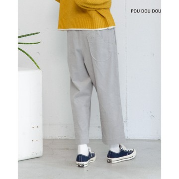 【POU DOU DOU】淺灰色細燈芯絨錐形褲 PPX18268