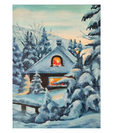 冬天 原畫 掛畫 家居裝飾畫 風景掛畫 手繪繪畫