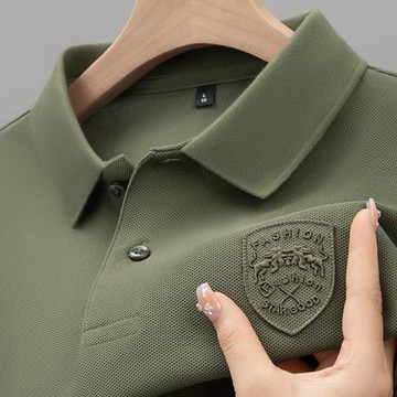 100%純棉夏季POLO衫男士短袖新款休閑百搭寬松t恤外貿刺繡上衣潮
