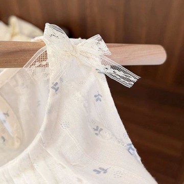🎀biubiu童裝🎀女寶寶森系清新碎花上衣女夏季外穿女童薄款純棉紗背心娃娃衫
