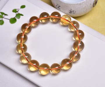 純天然巴西黃水晶圓珠手鏈