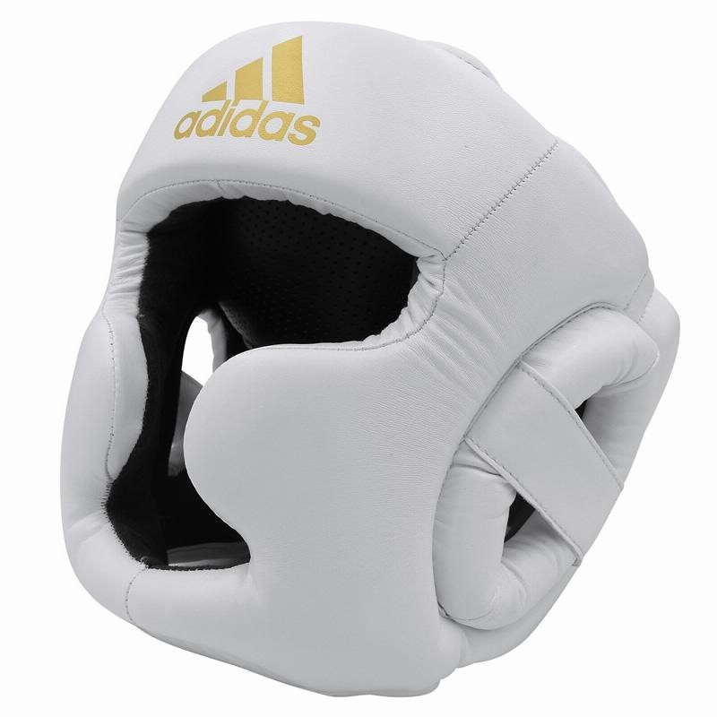 adidas ボクシング ヘッドギア ホワイト/グリーン ヘッドギア - adidas 格闘技用品 ボクシング用品 空手衣