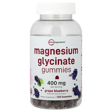 Micro Ingredients, Magnesium Glycinate Gummies, Grape Blueberry, 120 Gummies (200 mg per Gummy)