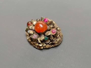 老鎏金雙南瓜鈴鐺– 古董掛飾 / 祈福護符 - 純古董