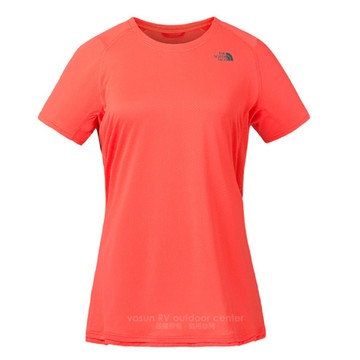 【美國 The North Face】女 FlashDry閃電快乾短袖快排衫.機能性吸濕排汗衣/3F22 珊瑚紅 N