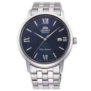 ORIENT 東方錶 官方授權 DATE系列 簡約羅馬機械鋼帶腕錶-深藍 男錶(RA-AC0F09L)41.6mm