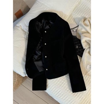 黑色高端赫本風小香風短款外套女2025秋冬新款爆款毛呢料氣質上衣