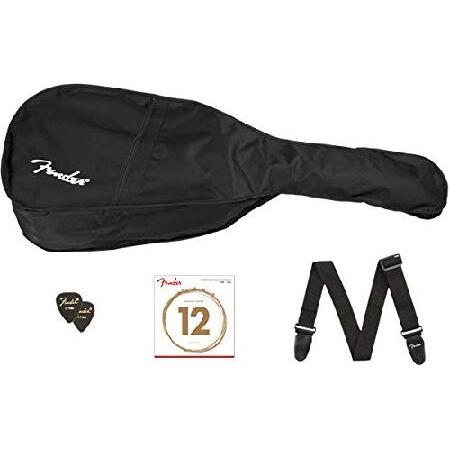 Fender CC-60S Concert Acoustic Guitar Black Bundle with Gig Bag, Tuner, Strap, Strings, Picks, Fender Play Online Lessons, Instructional Book, and A