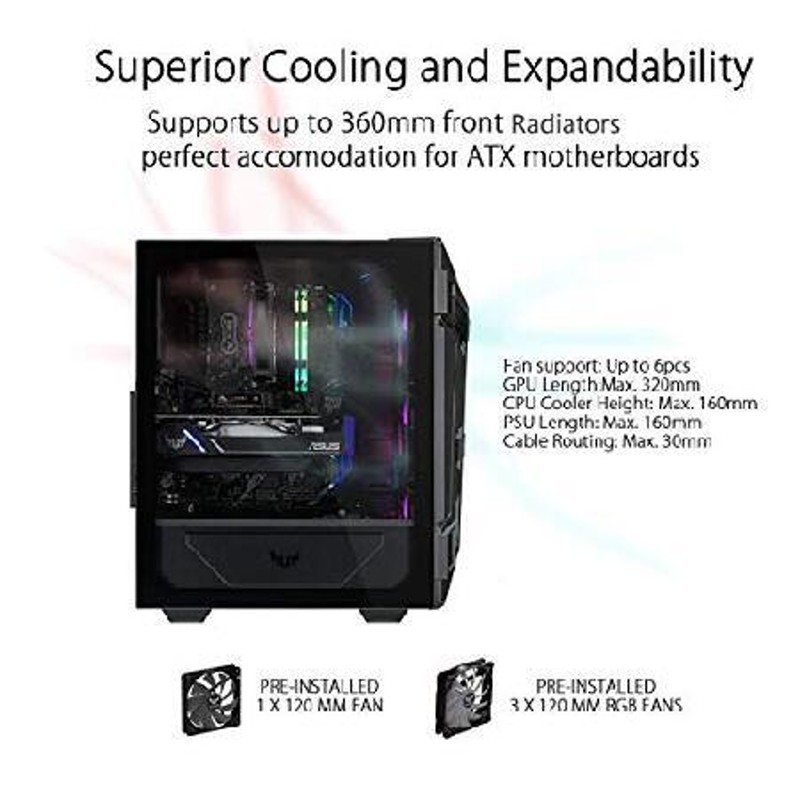 ASUS TUF Gaming GT301 ATX ミッドタワー コンパクトケース / AURA