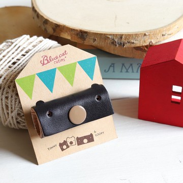 墨鏡黑色 常見的Loopy 真皮革手工耳機集線器